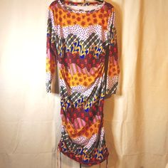 Never Worn! Fabulous Stretchy Colorful Dress With Adjustable Ties On The Sides To Adjust Length. Nice Shirring Around The Waistline. Armpit To Armpit 20" Length 35" To 48". Cotton, Poly And Spandex. Target Dress, Heritage Month, Blue Orange, Colorful Dresses, Long Sleeve, Women Shopping, Blue, Color