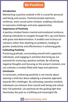 a poster with the words be positive on it