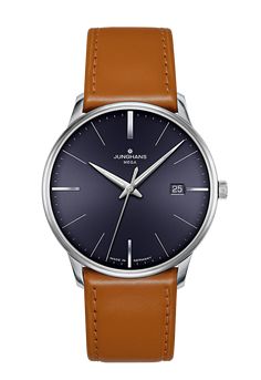 Junghans Meister Mega. Stainless Steal Blue Dial with Brown Strap. Moonphase Watch, Panerai Luminor Marina, Luminor Marina, Panerai Luminor, Casual Watches