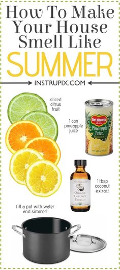 an advertisement with oranges, lemons and other ingredients to make your house smell like summer