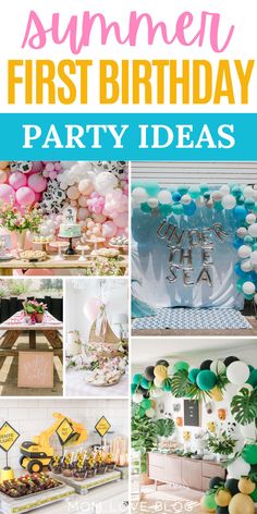 Summer first birthday party ideas and themes for boys and girls. Summer First Birthday Party, Summer First Birthday, 1st Birthday Themes Girl, Summer Birthday Themes, Wild One Party, Twin Birthday Parties, Girls Birthday Party Themes