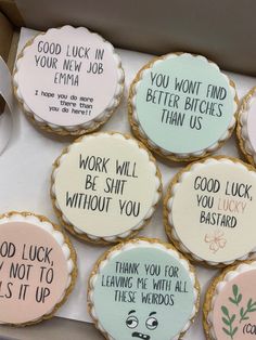 decorated cookies with funny sayings on them for someone's special day or birthday