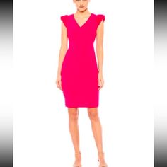 Calvin Klein Puff Sleeve V Neck Shift Dress; Pink Style: Cd8c13gy Size: 10 Color: Lipstick (Fuchsia Pink) Condition: Brand New With Tags Calvin Klein Pink Knee-length Dress, Pink Calvin Klein Party Dress, Hi Low Gown, Deep Purple Dress, Charcoal Dress, Calvin Klein Black Dress, High Neck Midi Dress, Color Lipstick, Slinky Dress