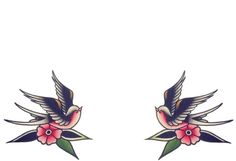 two birds with flowers on their wings are shown in the shape of an earring