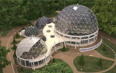 an artist's rendering of a large building with domes on the roof and walkways