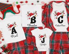 Christmas Custom Name Initial TShirt,Family Christmas Shirt, Monogrammed Family Christmas Shirt,Family Christmas Name Shirt,Custom Christmas **T-Shirt Description** Welcome to our exclusive collection of t-shirts, designed for comfort and style, perfect for football enthusiasts and fashion lovers! **DETAILS** We proudly use high-quality shirts from Bella Canvas and Gildan SoftStyle. **Bella Canvas** - Unisex sizing for a versatile fit. - Lightweight at 4.2 oz, offering superior comfort. - Availa Matching Family Christmas Shirts, Christmas Names, Custom Christmas Gifts, Christmas Custom, Family Funny, Funny Christmas Gifts, Family Christmas Pajamas, Group Shirts, Family Christmas Shirts