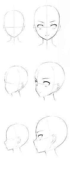 Female Face Reference Drawing Anime, How To Draw Anime Style Face, Anime Face Perspective Drawing, Female Face Structure Drawing, Anime Face Structure Reference, Female Face Profile Drawing, Anime Female Head Base, Anime Face Profile Reference, Face 360 Drawing