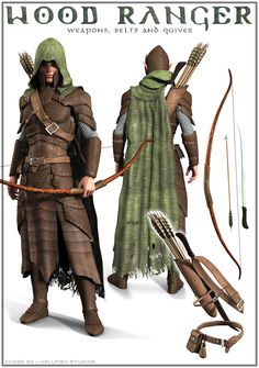 an image of two men dressed in medieval costumes with bows, arrows and bowhuns