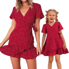 Mother Daughter Dresses Matching, Mother Daughter Outfits, Mother Daughter Dress, Mommy And Me Dresses, Matching Mom, Mom And Daughter, Mom Baby, Mommy And Me Outfits, Polka Dress