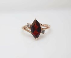 2Ct Marquise Cut Garnet Three Stone Engagement Ring 14K Rose Gold Finish  | eBay