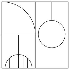 an image of a golden section with circles and lines on it, in black and white