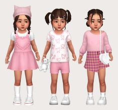 ༝✧༝* euphoria *༝✧༝ — pink aliya lookbook bc i love pink 💗 ... Toddler Cc Sims 4, Sims 4 Toddler Clothes, Sims Baby, Die Sims 4, Sims 4 Cc Kids Clothing, I Love Pink, Sims Packs, The Sims 4 Pc, Pelo Sims