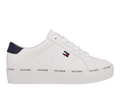 Smooth synthetic upper,Lace-up closure for a custom and secure fit,Classic round toe,Cushioned foam insole for added comfort,Durable synthetic outsole,Breathable fabric lining,Tommy Hilfiger® branding details | Women's Tommy Hilfiger Henissly Sneakers in White Size 9.5 Medium Tommy Hilfiger Casual Sneakers With Laces, Tommy Hilfiger Sporty Sneakers, Tommy Hilfiger Sneakers For Spring, Casual Tommy Hilfiger Sneakers With Laces, Tommy Hilfiger Lace-up Sneakers For Spring, Tommy Hilfiger Lace-up Sneakers, Casual White Platform Sneakers With Logo, Tommy Hilfiger Round Toe Sneakers For Spring, Trendy Tommy Hilfiger Sneakers For Spring