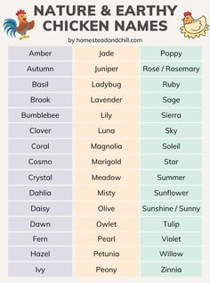 the names of nature and earthy chicken names