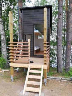 House Loft Design, Loft Small House, Tiny House Plans With Loft, Small Cottage Designs, One Bedroom Cabin, Backyard Kids Play Area, Tree House Diy, Not Done Yet, Shed To Tiny House