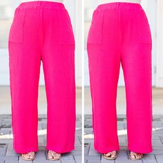 You know you need these beauties in your life! These pants in hot pink offer a flowy fit for both casual outings and comfortable lounging! The bold color adds versatility to any wardrobe! Expertly crafted and perfect for all-day wear! 67% Polyester, 25% Rayon, 8% Spandex Bold Color, Model Fits, Knit Pants, In Hot, Affordable Fashion, Bold Colors, Plus Size Outfits, Fashion Forward, Hot Pink