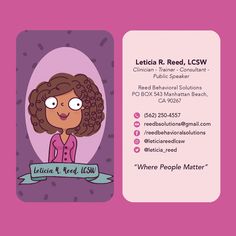 a business card with an image of a woman