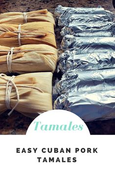 tamales are wrapped in aluminum foil and tied with twine on the counter top