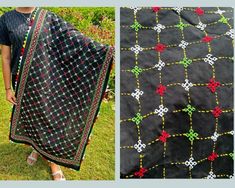 Would you like to wear beautifully handmade Gujarati work dupatta? I have made this specially for you. This dupatta is one & only unique piece available. The best things about this Dupatta is its finishing, which I have been crafted by considering all the aspects, which took me a lot time to complete this work. I have choose special threads for this dupatta, which will not lose color during and after washing. Attention: This dupatta should be wash by only hand, not by washing machine. Occasion: One can wear it in multiple occasions such as on Navratri, Marriage, party & any other special occasion. This dupatta for women has free size. I ship this Indian handmade dupatta to worldwide. Thank you choosing my work. Looking forward to receive your orders & positive feedback. Artisan Dupatta | I Black Chanderi Dupatta With Motifs, Multicolor Dupatta With Dabka Work For Navratri, Navratri Multicolor Dupatta With Dabka Work, Unstitched Bohemian Dupatta With Dabka Work, Black Dupatta With Motifs For Navratri, Festival Black Dupatta With Dabka Work, Black Festival Dupatta, Navratri Black Dupatta With Motifs, Motif Dupatta For Navratri