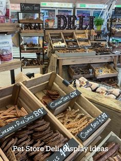 the pet store is selling all kinds of dog treats and treats for dogs to eat