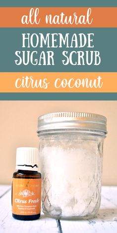 Homemade Sugar Scrub Recipe - all natural, citrus coconut summer scent! This will moisturize and exfoliate your skin and leave you feeling soft and smelling like summer! It's so easy to make with just coconut oil, sugar, carrier oil and essential oils. via @MerryMessyLife Sugar Scrub Homemade Recipe, Coconut Oil Sugar Scrub, Coconut Summer, Homemade Sugar Scrub, Messy Life, Coconut Scent, Sugar Scrub Homemade, Yl Oils, Sugar Scrub Recipe