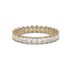 Princess Cut Moissanite Eternity Ring in 14k Solid Gold. The ring is made with real white moissanites, and on real solid 14k Gold. Introducing our exquisite 14k gold and 4mm princess cut moissanite full eternity wedding band. Each handcrafted ring showcases the brilliance of the 4mm princess cut moissanite stones, encircling the entire band in a full eternity design. This fine jewelry band exudes elegance and charm, a perfect choice for your special day. The delicate gold and moissanite band add Luxury Moissanite Channel Set Eternity Band, Vintage Inspired Wedding Rings, Eternity Wedding Ring, Princess Cut Moissanite, Moissanite Band, Bridal Wedding Rings, Etsy Wedding Rings, Rose Gold Band, Eternity Wedding Band