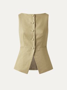 Ogl Boat-Neck Structured Vest – OGLmove Timeless Tops, Woman Vest Outfit, Tailored Tops, Gilet Outfit, Outfit Capsule, Formal Top, Structured Top, Woman Vest, Capsule Outfits