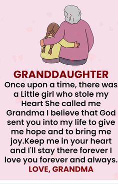 an old woman holding her granddaughter's hand with the words, granddaughter on it