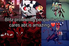 cartoon characters with caption that reads, bitz protecting people that the cares abt is amazing