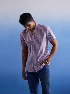 SHVAAS BY VASTRAMAY Men's Purple Striped Woven Cotton Shirt This stylish men's shirt from SHVAAS BY VASTRAMAY features a classic purple striped design. Made from high-quality woven cotton, it offers both comfort and durability, making it perfect for any occasion. Features: Classic purple striped design High-quality woven cotton Comfortable and durable Specifications: Brand: SHVAAS BY VASTRAMAY Color: Purple Material: Cotton Pattern: Striped Material & Care: 100% cotton. Machine wash cold with li Purple Relaxed Fit Collared Shirt, Relaxed Fit Lavender Cotton Shirt, Casual Purple Short Sleeve Shirt, Lavender Cotton Shirt For Summer, Lavender Cotton Summer Shirt, Lavender Cotton Button-up Shirt, Purple Relaxed Fit Short Sleeve Shirt, Casual Lavender Button-up Shirt, Purple Relaxed Fit Collared Top