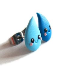 Blue Earrings Polymer Clay Earrings Cute Earrings Kawaii | Etsy Kawaii Polymer Clay Earrings For Gift, Handmade Cute Plug Earrings For Gift, Cute Handmade Plug Earrings For Gift, Whimsical Blue Polymer Clay Earrings, Cute Adjustable Resin Earrings, Cute Hypoallergenic Polymer Clay Earrings, Cute Blue Polymer Clay Jewelry, Cute Dangle Plug Earrings For Gift, Cute Drop Plug Earrings As Gift