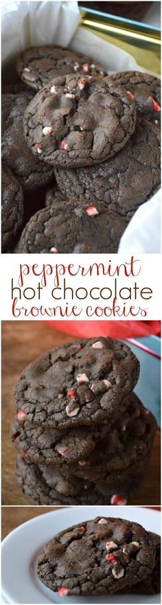 chocolate peppermint hot chocolate cookies on a white plate