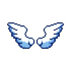 an image of two white doves in pixel art style on a white background with blue accents