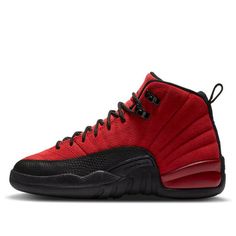 Jordan sneakers have a long and storied history, with each release tending to be a hit with sneakerheads and basketball fans alike. The Air Jordan 12 Retro GS ‘Reverse Flu Game’ is no exception, delivering an exciting color flip of a legendary shoe. Made for big kids, this edition features red suede construction throughout the upper, embellished with tonal zigzag stitching and reinforced with lizard-textured leather overlays in black. While the grade-school edition comes complete with a carbon fiber shank plate, cushioning is limited to an Air unit in the heel, versus full-length Zoom Air in the men’s version. (SNKR) Air Jordan 4 High-top For Sports, Jordan Mid-top Shoes With Air Max Cushioning For Streetwear, Air Jordan 4 Synthetic Lace-up For Sports, Air Jordan 4 Mid-top For Streetwear, University Red Jordan Shoes For Streetwear, Air Jordan 4 Mid-top For Sports, Sports High-top Air Jordan 4 With Branded Insole, Mid-top Synthetic Air Jordan 4 For Sports, Air Jordan 4 Sports Shoes With Rubber Sole