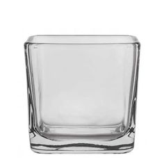 a square glass vase on a white background