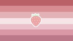 a strawberry on a pink and white striped background