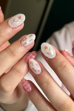 Introducing our 2024 Spring Collection. Discover a range of gel polishes in delicate pastels, each inspired by spring's blossoming flowers. These colors are designed to resonate with your sense of style and grace, bringing the essence of spring right to your fingertips 🌸 Credit: geminailsbybeca on Instagram 🌸 cute nail designs, floral nails, spring nails, pastel nails, pink nails, rose nails, korean nails, gingham nails, white nails, elegant nails, ulzzang nails, nail trends 2024 Pink Nail Art Designs, Korean Nail Art, Spring Nail Designs, Cute Spring Nails, Floral Nail, Korean Nails, Summery Nails, Pink Nail Art, Rose Nails