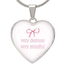 This Very Mindful Very Demur whimsical necklace is sure to bring a smile to those who wear. It is a perfect fashion accessory for Gen Z. You even have the option to personalize the pendant on the back.  Very Demur Very Mindful Heart Necklace, Very Demur Very Mindful Jewelry, Personalized Very Demur Very Mindful, Gen Z Trend PERSONALIZE Personalize back of pendant with optional laser engraving. Add a name, birthday, anniversary, name, or phrase. There are two lines available for a message with up Heart-shaped Meaningful Necklace For Best Friend, Inspirational Necklace For Best Friend Valentine's Day Gift, Trendy Heart Charm Necklaces For Gift, Trendy Heart-shaped Charm Necklaces As Gift, Trendy Heart-shaped Charm Necklace Gift, Cute Necklace With Heart Charm As Gift, Trendy Heart-shaped Charm Necklace As Gift, Novelty Necklaces For Valentine's Day Gift, White Heart Charm Necklace For Birthday