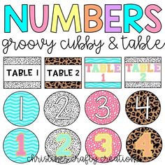 the numbers and letters are shown in this printable table number chart for children's birthday