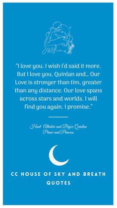 a quote from c c house of sky and breath on blue background with the words i love you, wish i'd said it more