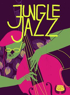 a poster for the jungle jazz festival with an image of a woman playing a violin