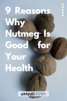 Here are some health benefits of nutmeg. 1. Fights depression and anxiety 2. Boosts brain power 3. Fights insomnia 4. Relieves joint and muscle pain 5. Improves digestion 6. Prevents tooth decay and cavities 7. Boosts immunity 8. Aids detoxification 9. Is an antibacterial agent Nutmeg Health Benefits, Benefits Of Nutmeg, Brain Power, Improve Digestion, Tooth Decay, Muscle Pain, Immune Boosting, Good Sleep, Insomnia