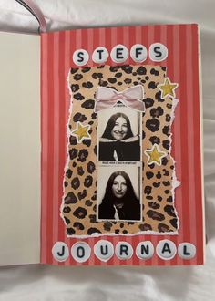 an open book with pictures of people on it and the words steps journal written in small letters