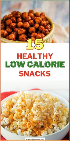 healthy low calorie snacks with text overlay