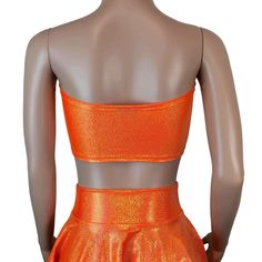 Stretch orange sparkle holographic mystique tube top. This tube top is sewn to fit your curves and not flatten you out, while fitting snug enough to stay up :) Metallic Strapless Tube Top For Party, Metallic Strapless Tube Top For Night Out, Fitted Orange Bandeau Tube Top, Holographic Crop Top, Orange Sparkle, Tube Tops, Festival Clothing, Roller Derby, Stay Up