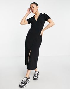 Vestido camisero de ASOS DESIGN La prenda que siempre has buscado Cuello con solapas Manga larga Abertura en la parte delantera Ajuste slim Dress With Collar, Notch Collar, Mode Online, Tea Dress, Collar Dress, Look Chic, Online Shopping Clothes, Latest Fashion Clothes, Online Womens Clothing