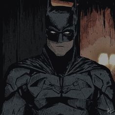 the batman is standing in front of a window