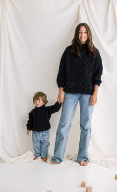 Twice as fun and twice as stylish! Get ready for chilly days in matching outfits for you and your little one. DETAILS 50% Alpaca, 33% Cotton, 17% Wool. Dark Grey. You can choose any other color listed in the last photo. All our knits are handmade in the homes of our skilled artists. Every item is knit, sewed and washed by hands. SIZE Available sizes for 6-12M, 1-2Y, 3-4Y, 5-6Y, 7-8Y, 9-10Y. Width: 28 cm / 11 in (6-12M), 31 cm / 12.2 in (1-2Y), 34 cm / 13.9 in (3-4Y), 37 cm / 14.6 in (5-6Y), 41 c One Year Old Outfits Boy, Black And Khaki Family Pictures, Mommy And Me Boy Outfits, Family Photo Outfits Indoor Studio, Cozy Sweater Family Photoshoot, Family Matching Long Sleeve Winter Sweater, Boy Mom Outfits, Mommy And Me Outfits Boy, Mama And Me Photoshoot