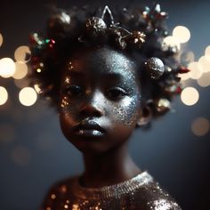 Holiday Fashion Photo Editorial Dark Skin Inclusive Fashion Girl with Lights · Inspirational design for baby on Kid's Pattern. Discover beautiful articles for kids of all ages and styles · #Babywear #KidsPhotography #KidsMagazine · Kid’s Pattern Inclusive Fashion