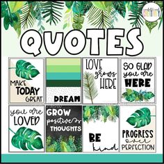 a poster with the words, quotes and tropical leaves on it in different colors that say love